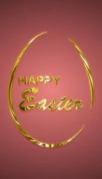 Vertical illustration of Happy Easter greeting card with golden easter egg. Stock Illustration