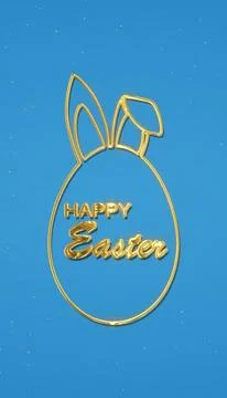 Vertical illustration of Happy Easter greeting card with golden easter egg. Stock Illustration