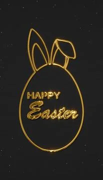 Vertical illustration of Happy Easter greeting card with golden easter egg. Stock Illustration