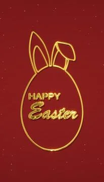 Vertical illustration of Happy Easter greeting card with golden easter egg. Stock Illustration