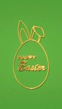 Vertical illustration of Happy Easter greeting card with golden easter egg. Stock Illustration