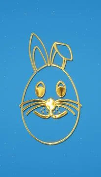 Vertical illustration of a Happy Easter greeting card with golden easter egg. Stock Illustration