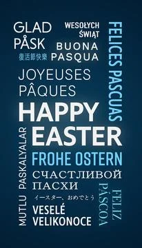 Vertical illustration of Happy Easter - keywords cloud. Illustrazione stock