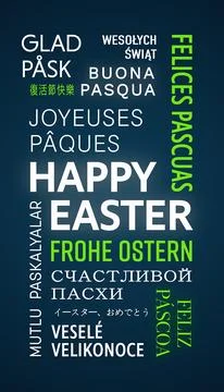 Vertical illustration of Happy Easter - keywords cloud. Stock Illustration