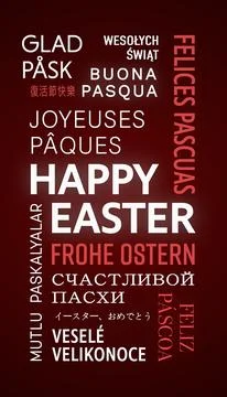Vertical illustration of Happy Easter - keywords cloud. Illustrazione stock