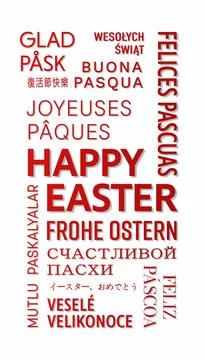 Vertical illustration of Happy Easter - keywords cloud. Stock Illustration