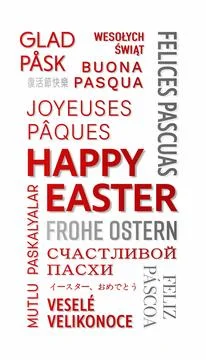 Vertical illustration of Happy Easter - keywords cloud. Illustrazione stock