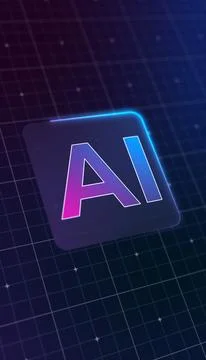 Vertical illustration of a modern AI design icon with a glowing effect. 스톡 일러스트