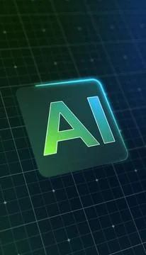 Vertical illustration of a modern AI design icon with a glowing effect. Stock Illustration
