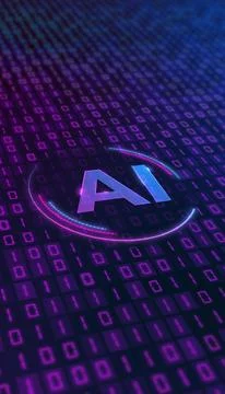 Vertical illustration of a modern AI design icon with a glowing effect. Stock Illustration