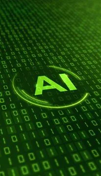 Vertical illustration of a modern AI design icon with a glowing effect. 库存插图
