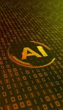 Vertical illustration of a modern AI design icon with a glowing effect. 库存插图