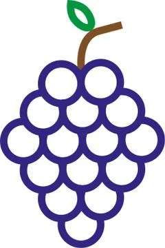 A vertical illustration of a simple grape cluster icon isolated on a white ba Stock Illustration