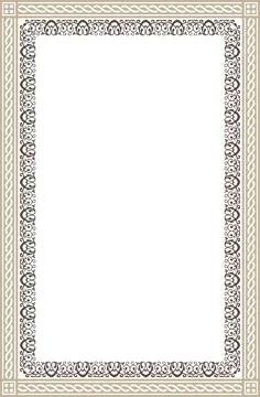 Vertical illustration of a vin patterned frame with a blank space 스톡 일러스트