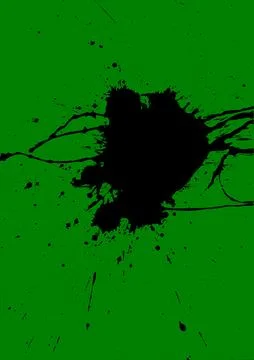 Vertical image of abstract accidental black ink or paint splat and drops Illustrazione stock