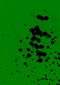 Vertical image of abstract accidental black ink or paint splats and drops Illustrazione stock