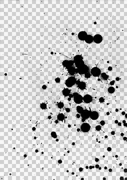 Vertical image of abstract accidental black ink or paint splats and drops Stock Photos