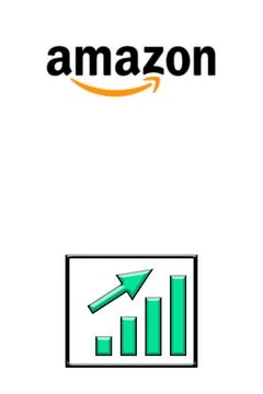 Vertical image Amazon logo with a green upward graph Stock Illustration