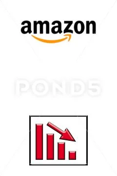 Vertical image Amazon logo with a red downward graph: Graphic #255887493