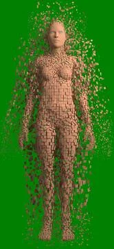 Vertical image of brwon pixels forming 3d female avatar Ilustração Stock