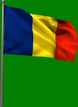 Vertical image of flag of chad waving on metal flagpole Stock Illustration