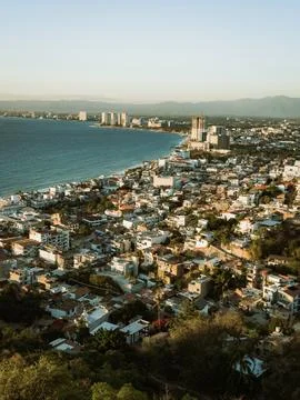 Vertical image of incredible view looking towards hotel zone from el mirado.. Stock Photos