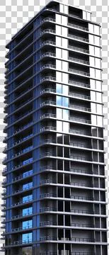 Vertical image of modern high rise tower block building Ilustración de archivo