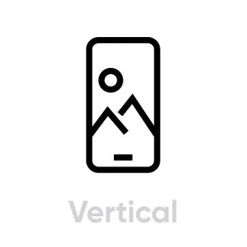 Vertical Image on Phone Camera icon. Editable line vector. 스톡 일러스트