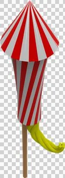 Vertical image of red and white striped rocket firework ready to be lit Stock Illustration