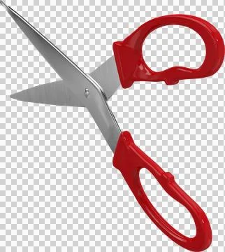 Vertical image of red handled scissors with blades open to cut Stock Photos