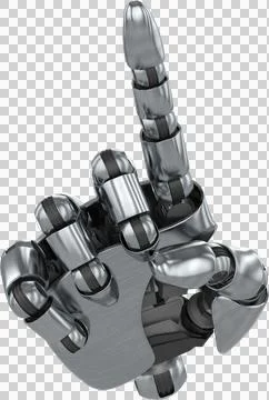 Vertical image of shiny metal robot hand with pointing finger Stock Illustration