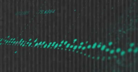 Vertical image: Teal dotted trail moving across ribs, on input numbers showing Stock Illustration