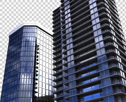 Vertical image of two modern high rise tower block buildings Ilustración de archivo