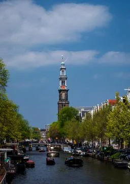 Vertical Image of the Westertoren in Amsterdam Stock Photos