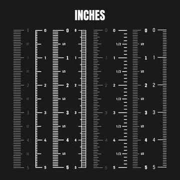 Vertical inch scale for measuring length or height. Various measurement scales Stock Illustration