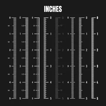Vertical inch scale for measuring length or height. Various measurement scales Stock Illustration