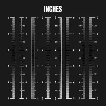 Vertical inch scale for measuring length or height. Various measurement scales Stock Illustration