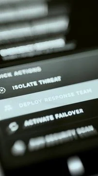 Vertical incident response menu highlights Deploy Response Team Stock Photos