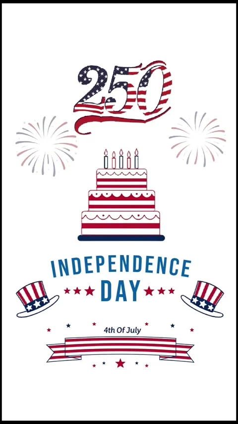 Vertical Independence Day Animation with American Flag on White Background Stock Footage 337710967