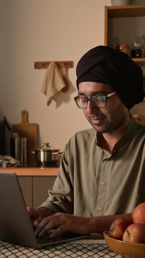 Vertical of Indian Male Freelancer Coding on Laptop at Home Video stock 299573627