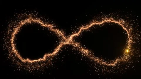 Vertical Infinity Spark Trail and Glowing Particle Loop Stock Footage 342629881