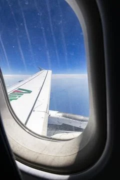 Vertical Inflight View from Airplane Window Over Italy Stock Photos