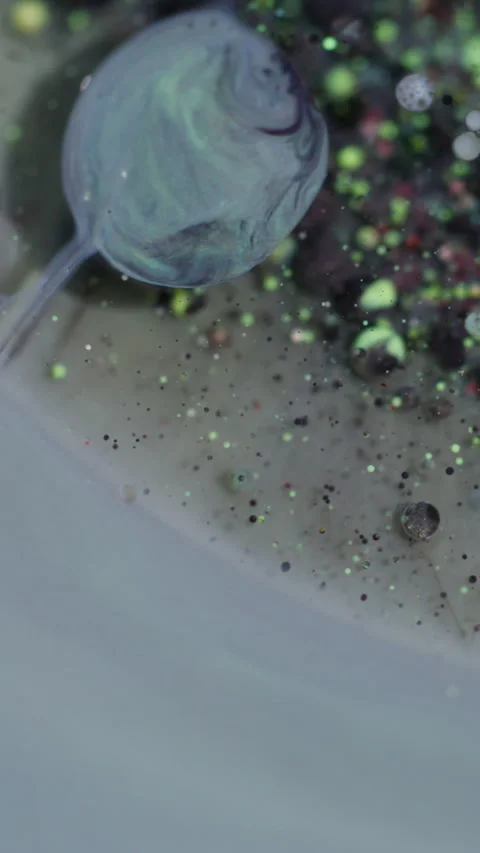 Vertical ink bubble particles paint water oil art Stock Footage 335590688
