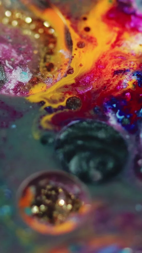 Vertical Ink mix background glitter dye bubbles swirls Stock Footage 275306415