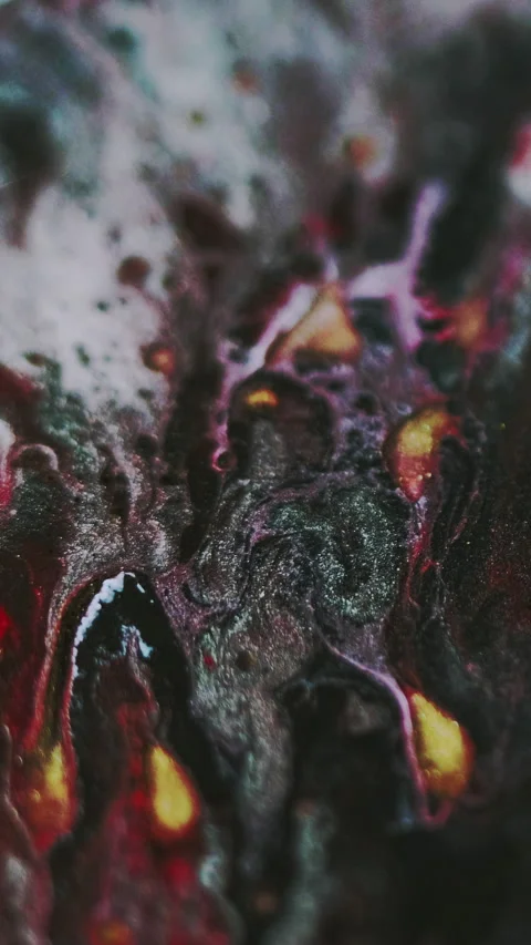 Vertical ink mix glitter liquid blend marble paint Video stock 283608941