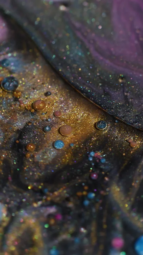 Vertical ink shimmer oil bubble sparkling glitter Stock Footage 332629498