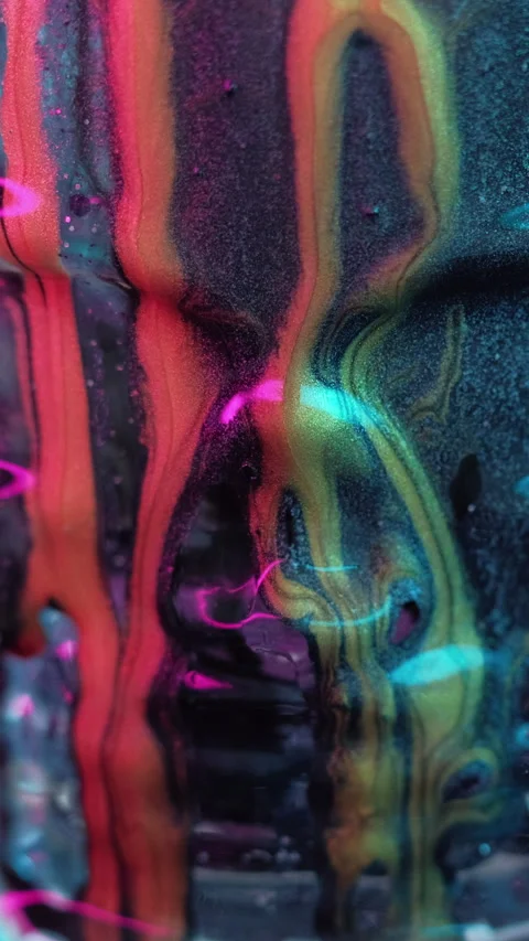Vertical ink skull neon skeleton paint drip head Video stock 291916547