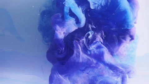 Vertical ink water background blue smoke white Stock Footage 255185053