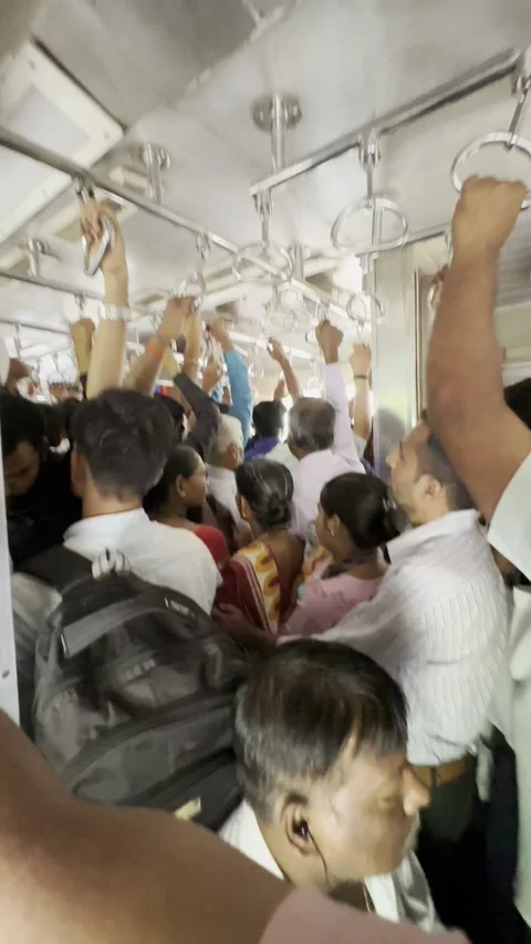 Vertical Inside Crowd Of People. Commuter at the railway train. Stock Footage 235433562