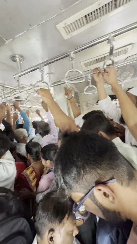 Vertical Inside Crowd Of People. Commuter at the railway train. Stock-Footage 235433571